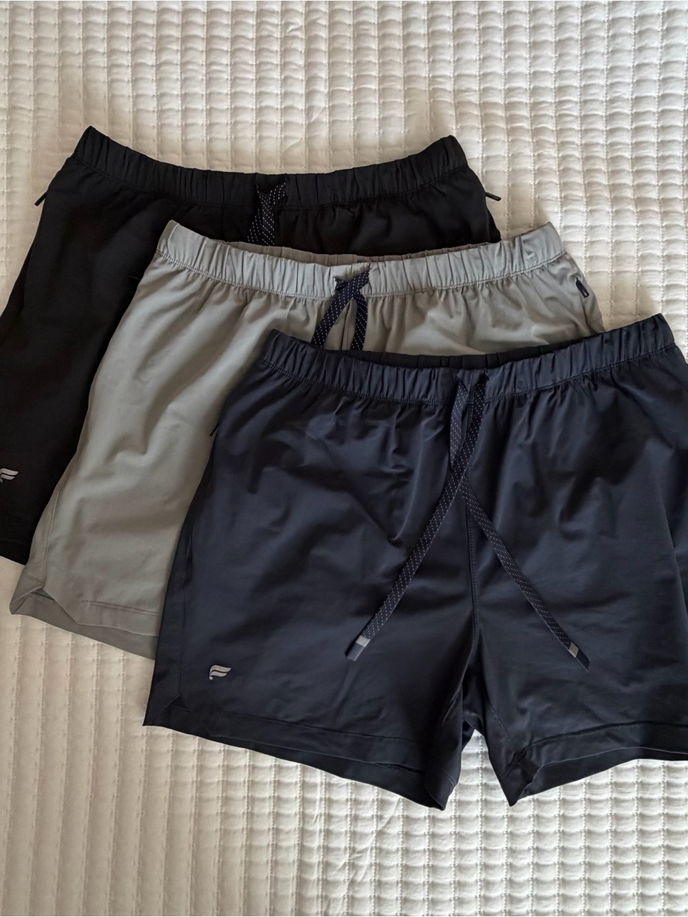 Fabletics Men's The One Shorts Trio - Black Gray Navy Large